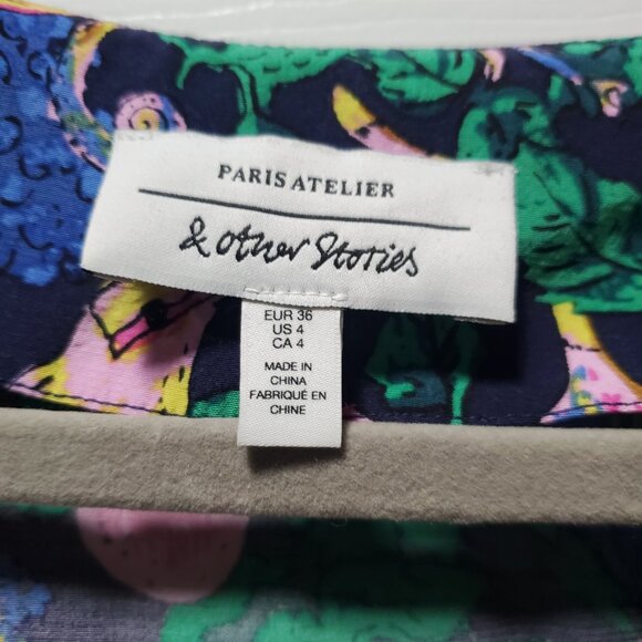 & Other Stories Monkey Print Mini Dress - Size 4 - Picture 2 of 5